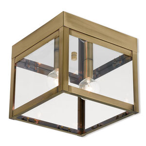 Nyack 2 Light 8 inch Antique Brass Outdoor Ceiling Mount