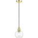 Downtown 1 Light 7 inch Satin Brass Mini Pendant Ceiling Light, Sphere