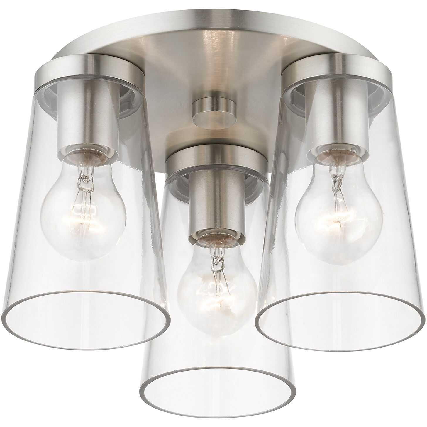 Cityview 3 Light 11 inch Brushed Nickel Flush Mount Ceiling Light, Large