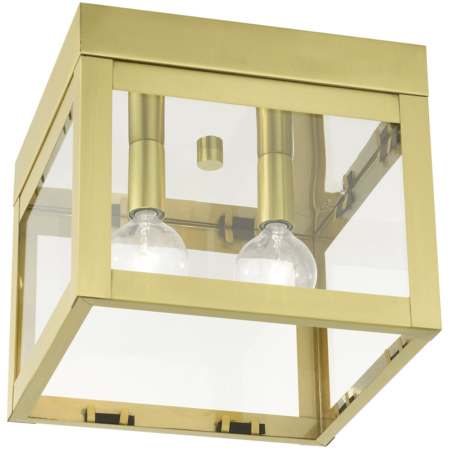 Nyack 2 Light 8 inch Satin Brass Flush Mount Ceiling Light