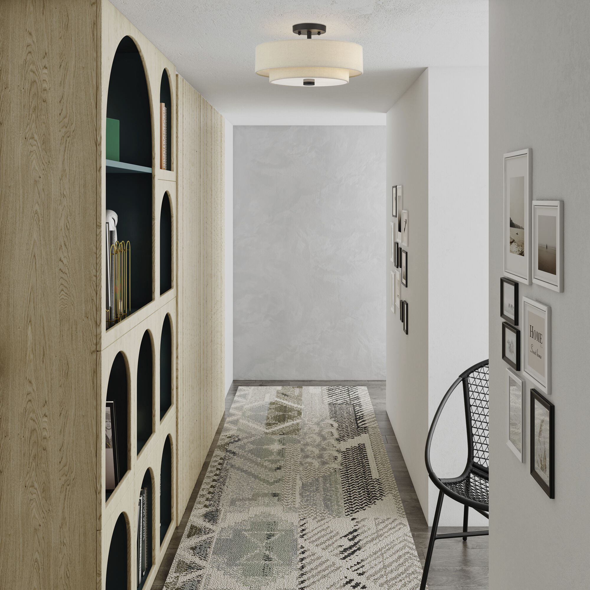 Bellingham 3 Light 15 inch Bronze Semi Flush Mount Ceiling Light, Large