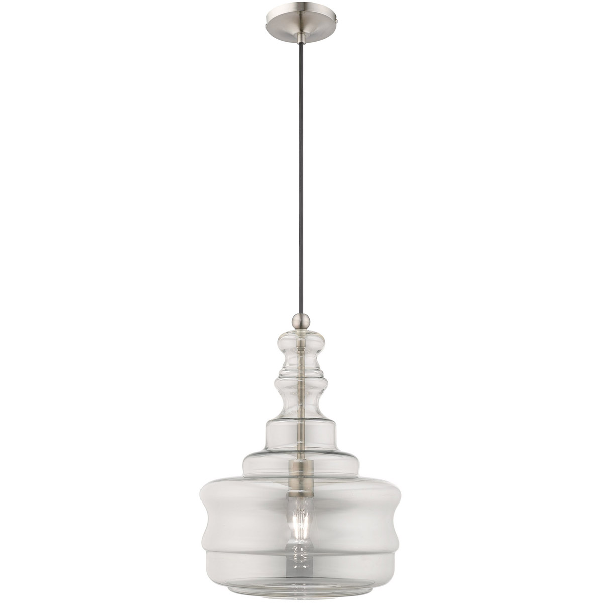 Hand Blown Art Glass Mini Pendants 1 Light 12.63 inch Brushed Nickel Single Pendant Ceiling Light
