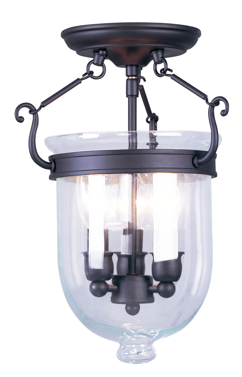 Jefferson 3 Light 10 inch Bronze Semi-Flush Ceiling Light