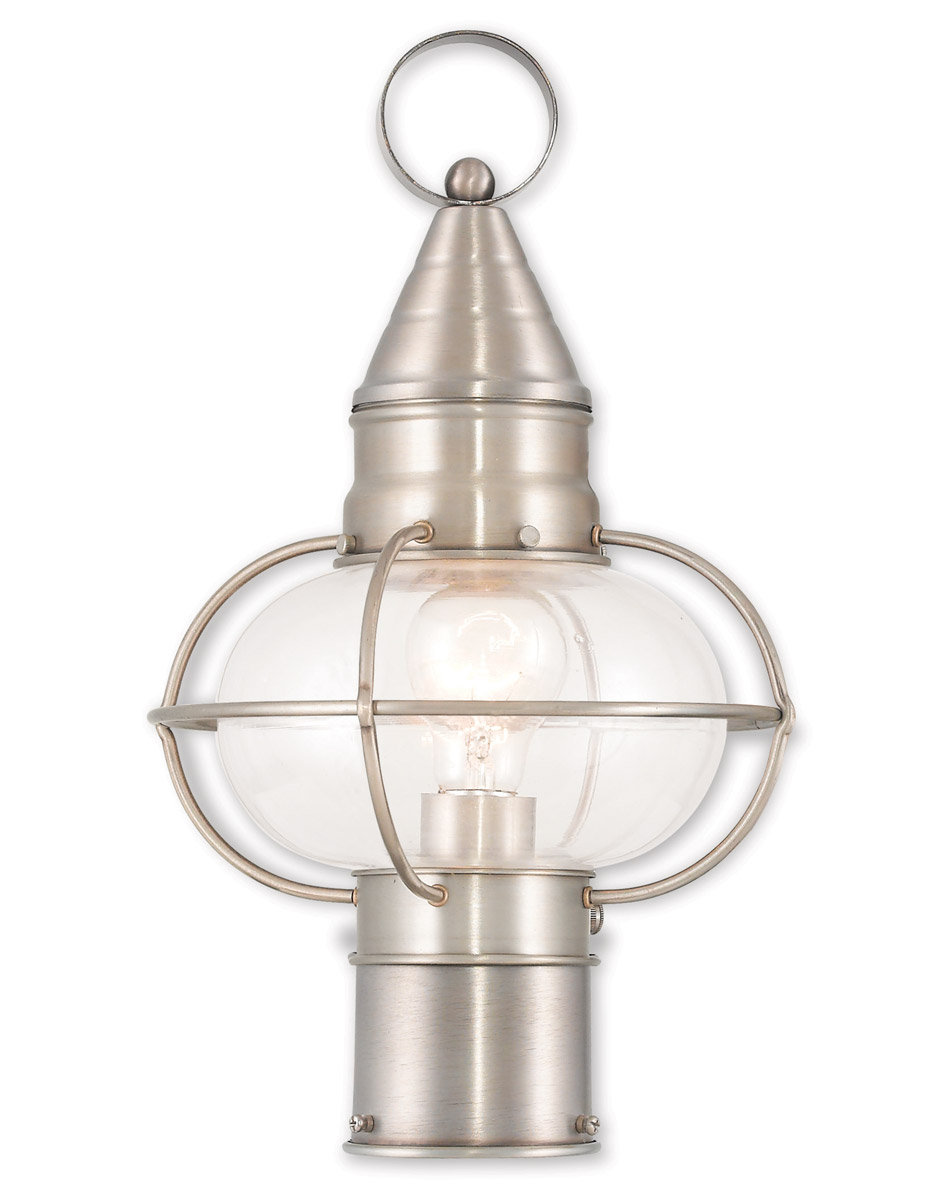 Newburyport 1 Light 15 inch Brushed Nickel Outdoor Post Top Lantern