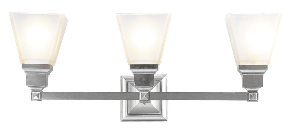 Mission 3 Light 25.25 inch Brushed Nickel Vanity Sconce Wall Light