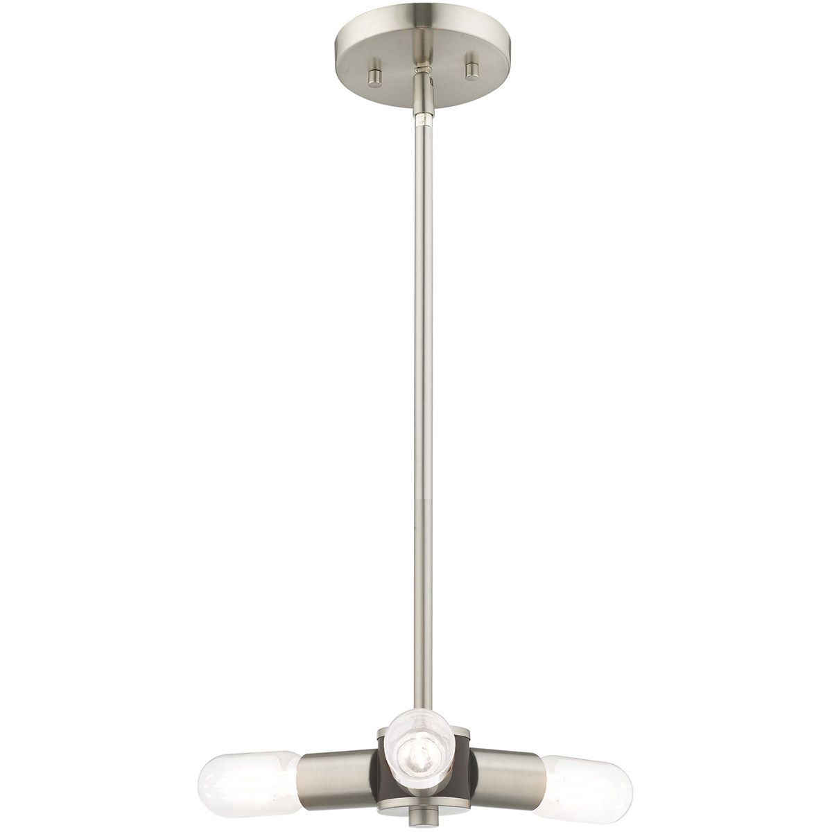 Copenhagen 3 Light 6.88 inch Brushed Nickel with Bronze Accents Mini Chandelier Ceiling Light
