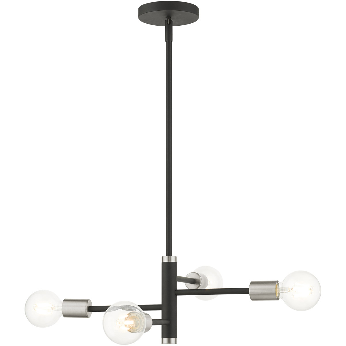 Bannister 4 Light 18 inch Black with Brushed Nickel Accents Small Chandelier Ceiling Light