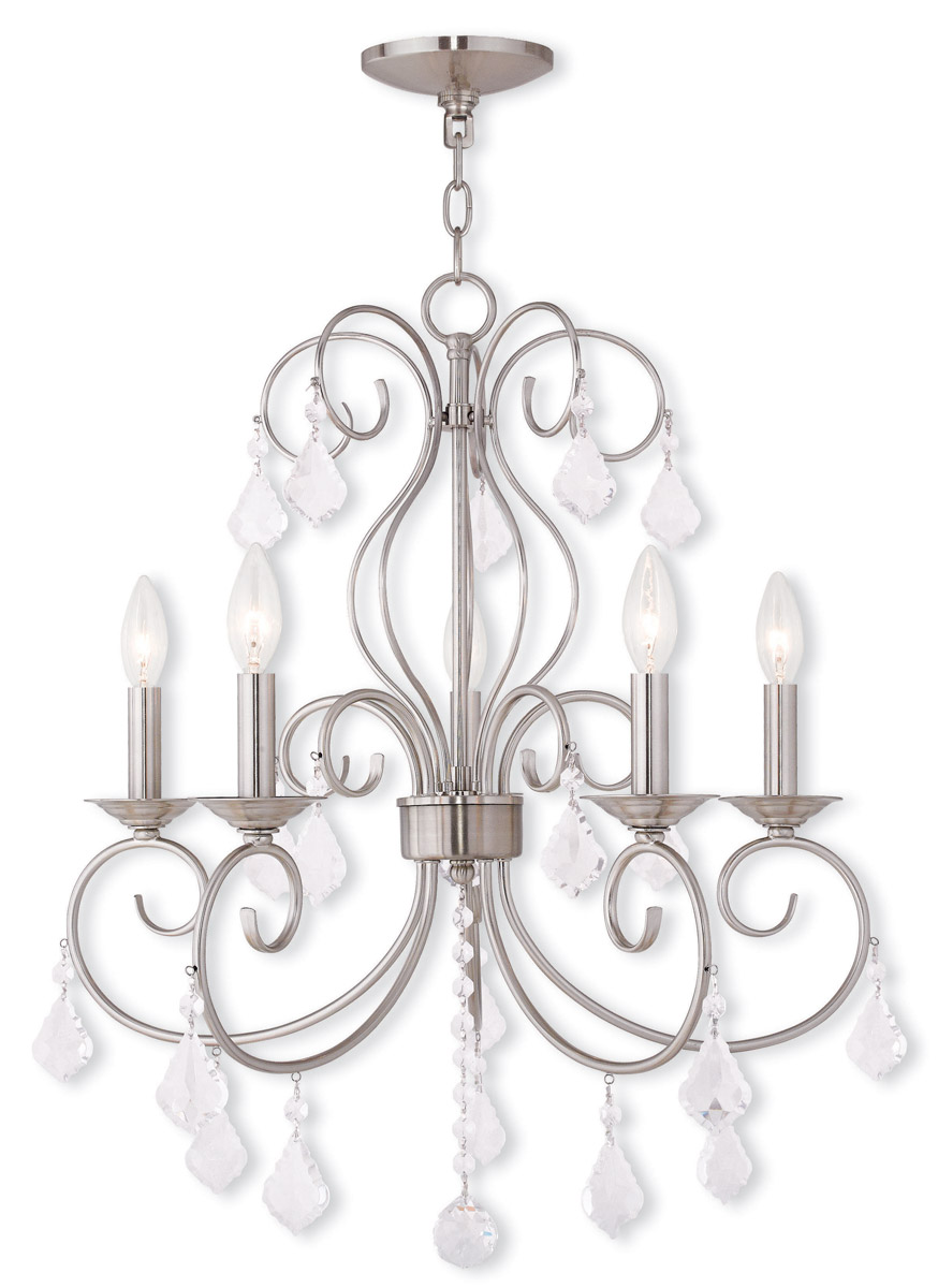 Glayse Collection Five-Light Brushed Nickel Clear Glass Luxe Linear  Chandelier Light (P400116-009) - Isabelle's Lighting