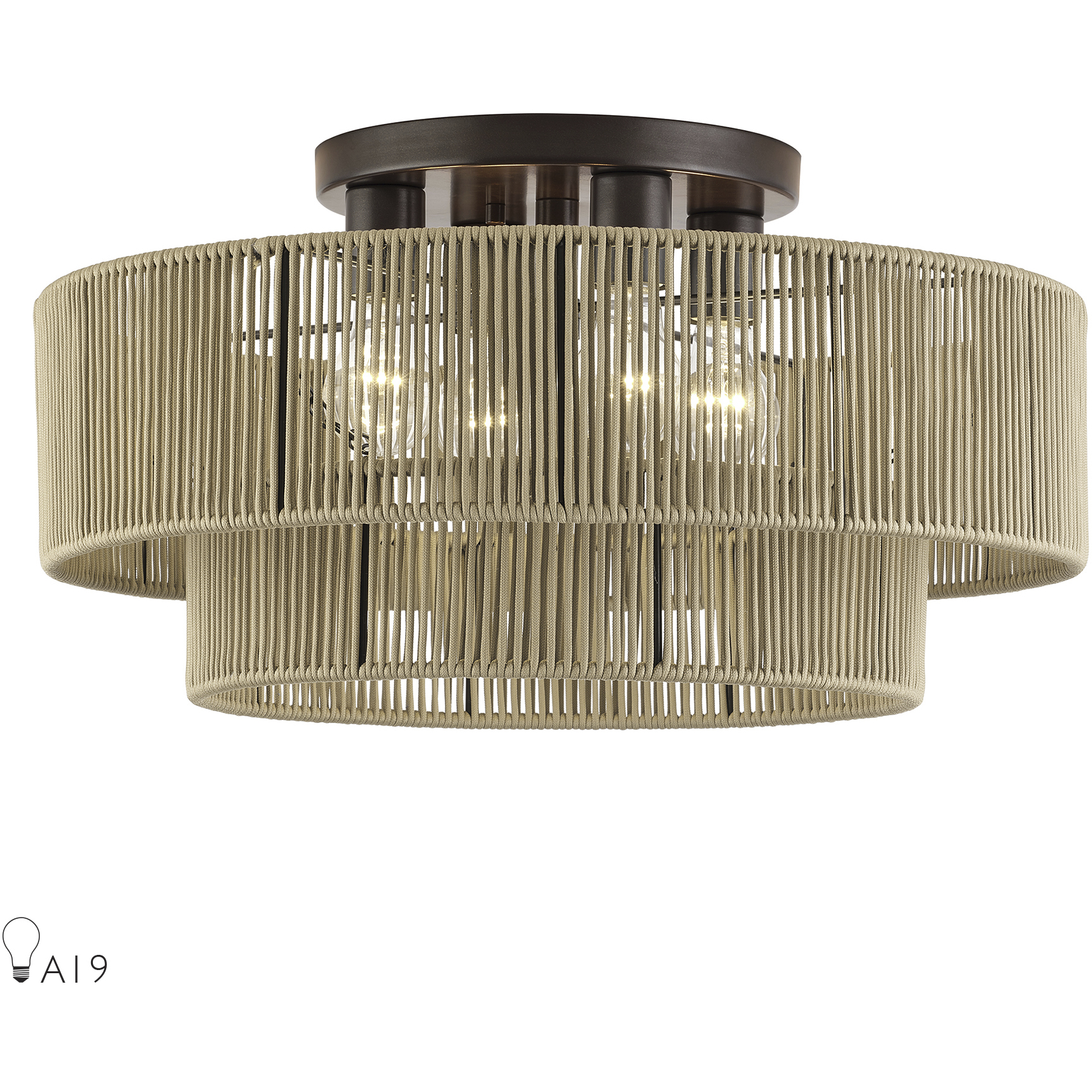 Acordia 4 Light 21 inch English Bronze Extra Large Semi-Flush Ceiling Light, Extra Large
