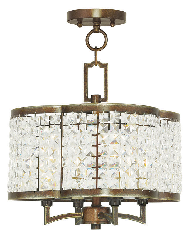Grammercy 4 Light 14 inch Hand Painted Palacial Bronze Convertible Mini Chandelier/Ceiling Mount Ceiling Light