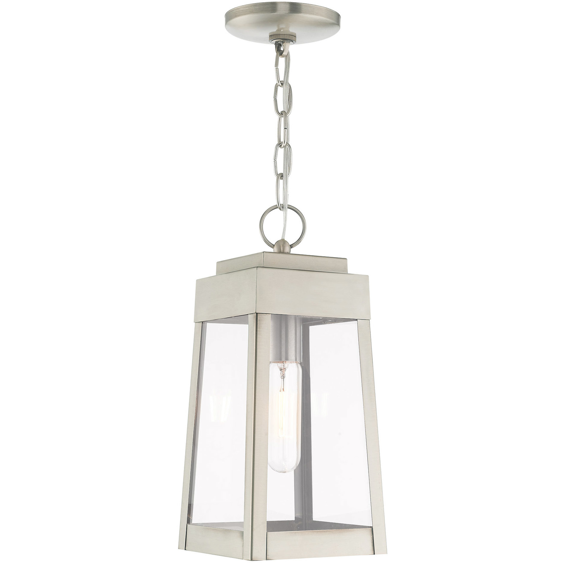 Oslo 1 Light 6.25 inch Brushed Nickel Outdoor Pendant Lantern