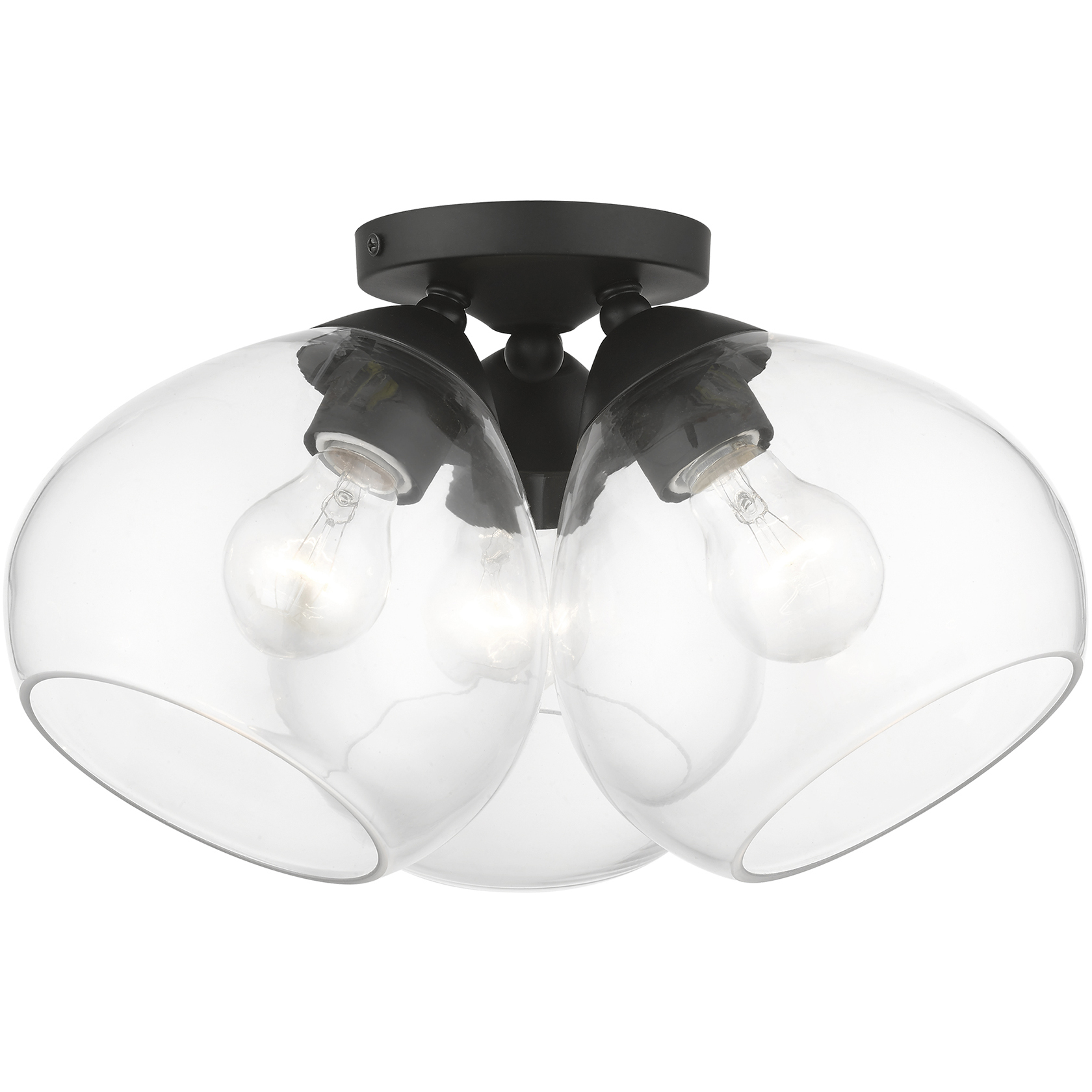Catania 3 Light 16 inch Black Semi-Flush Ceiling Light