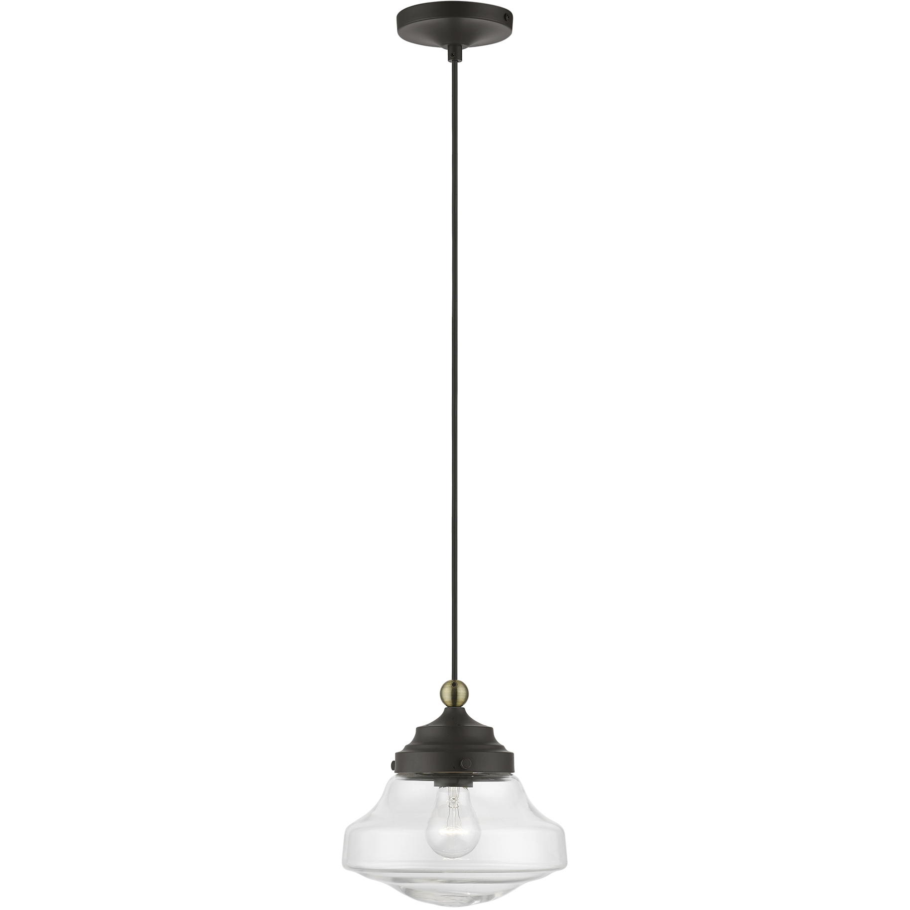 Avondale 1 Light 9 inch Bronze with Antique Brass Accent Mini Pendant Ceiling Light