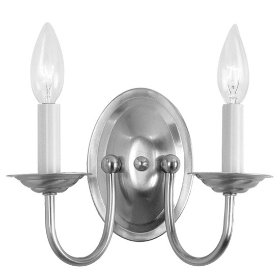 Home Basics 2 Light 9.75 inch Brushed Nickel Double Sconce Wall Light