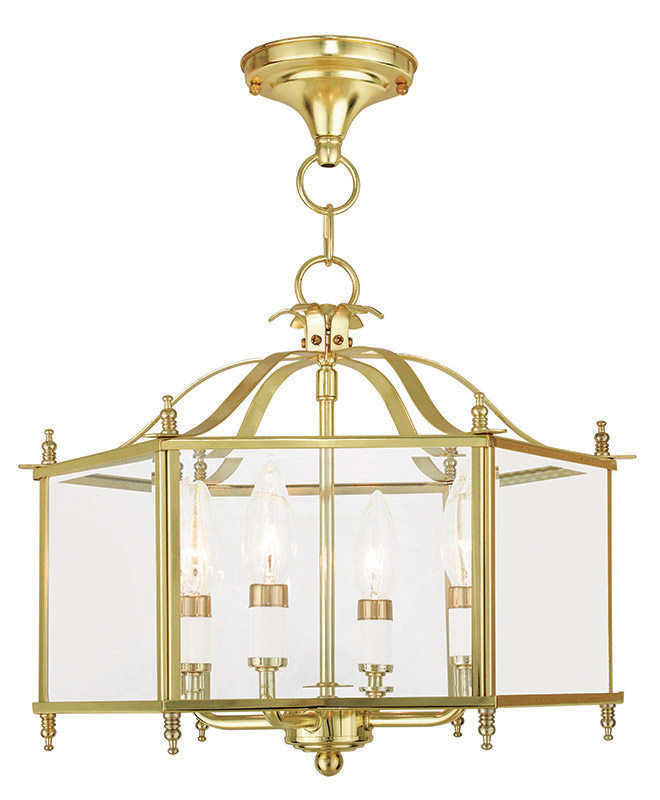 Livingston 4 Light 15.5 inch Polished Brass Convertible Pendant/Ceiling Mount Ceiling Light
