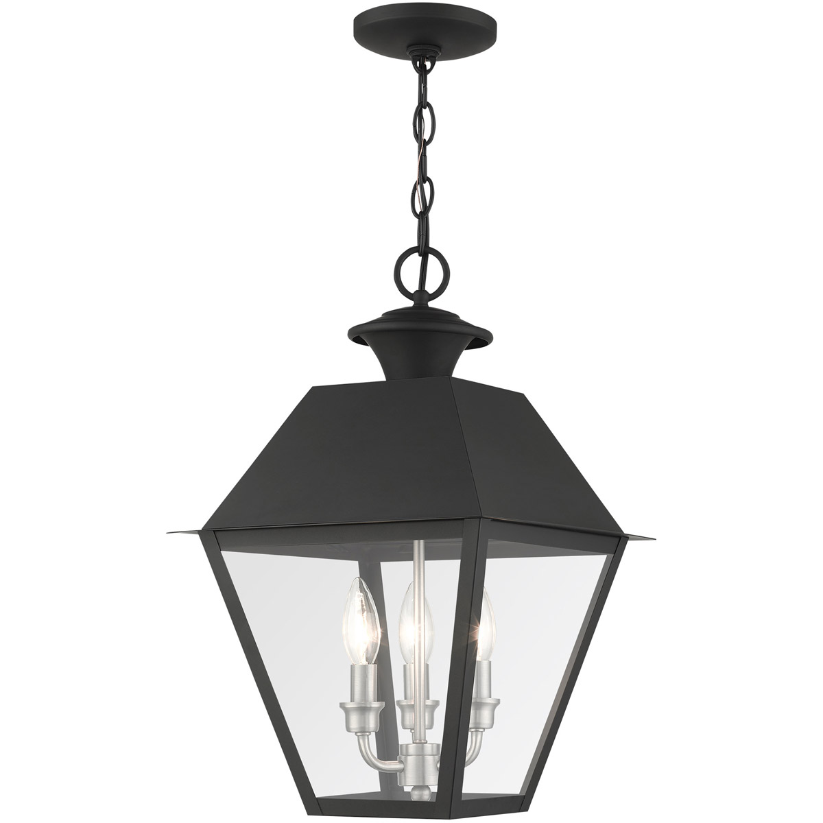 Mansfield 3 Light 12 inch Black Outdoor Pendant Lantern