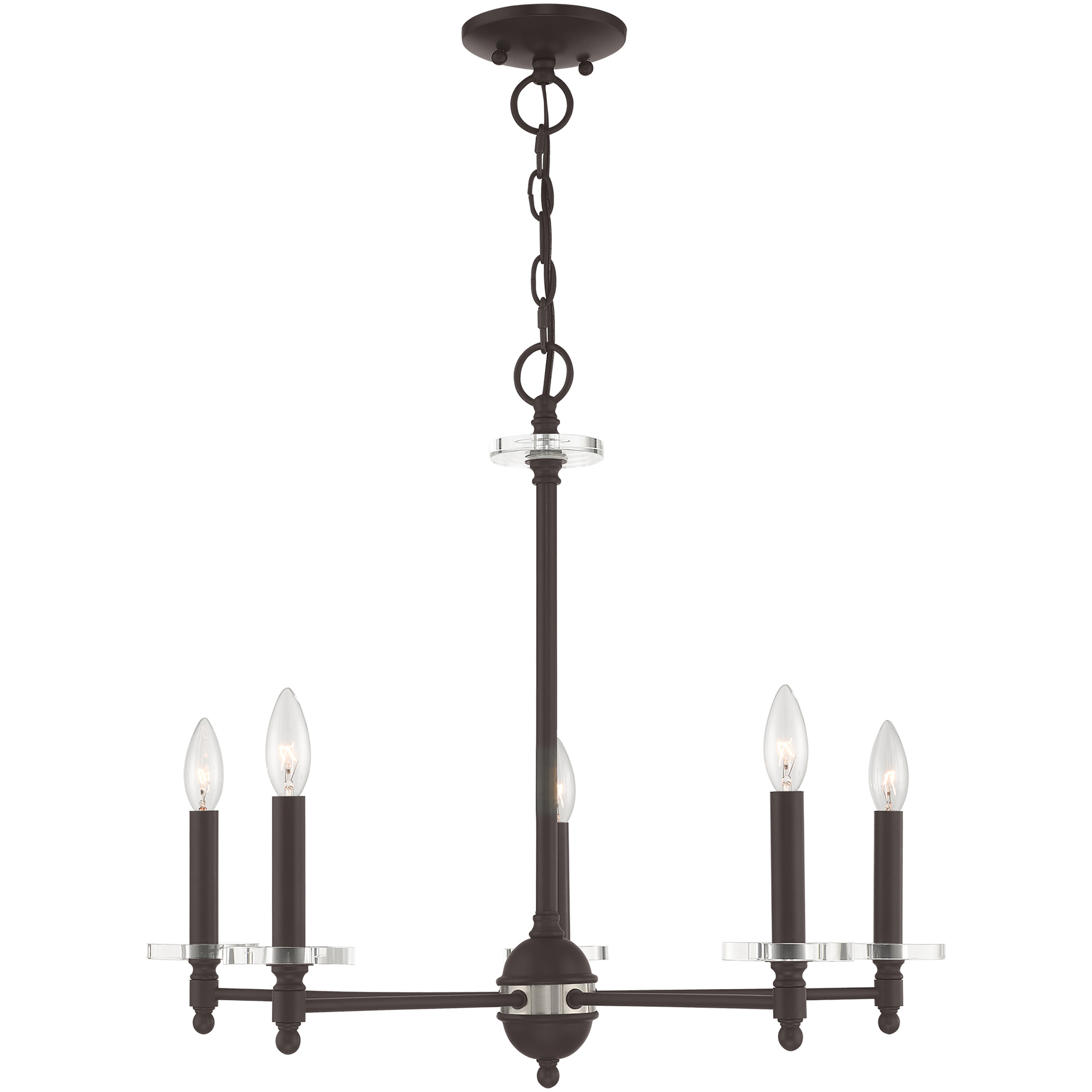 Bennington 5 Light 25 inch Bronze with Brushed Nickel Accent Chandelier Ceiling Light