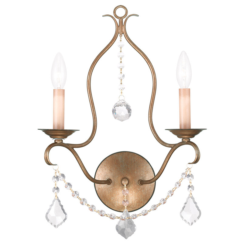 Chesterfield 2 Light 12 inch Antique Gold Leaf Wall Sconce Wall Light