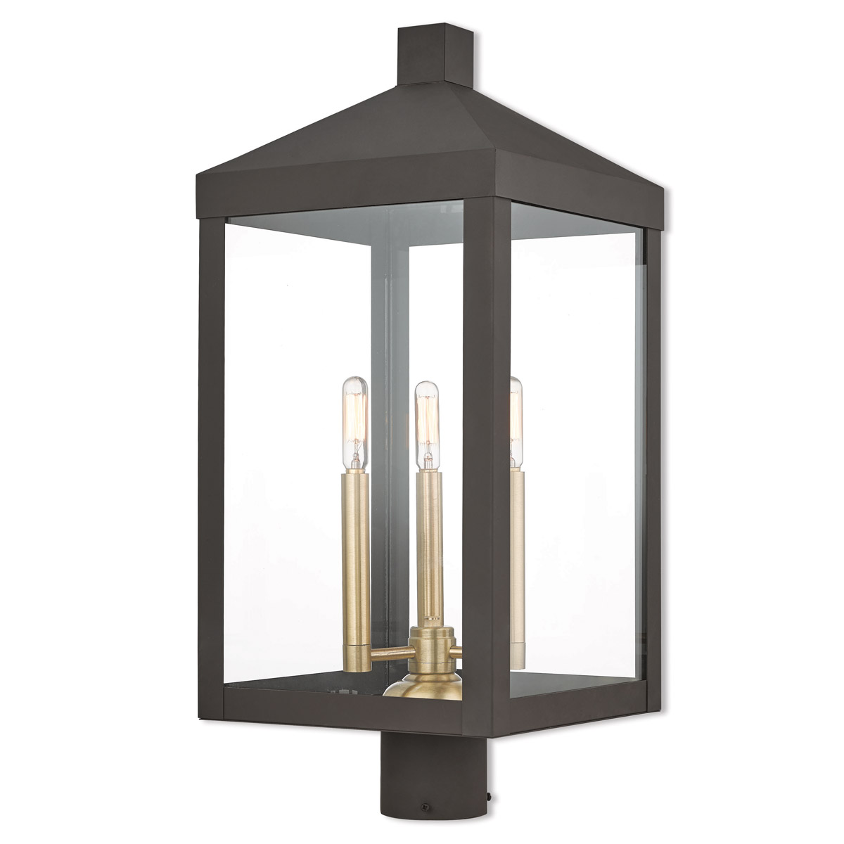 Nyack 3 Light 24 inch Bronze Outdoor Post Top Lantern