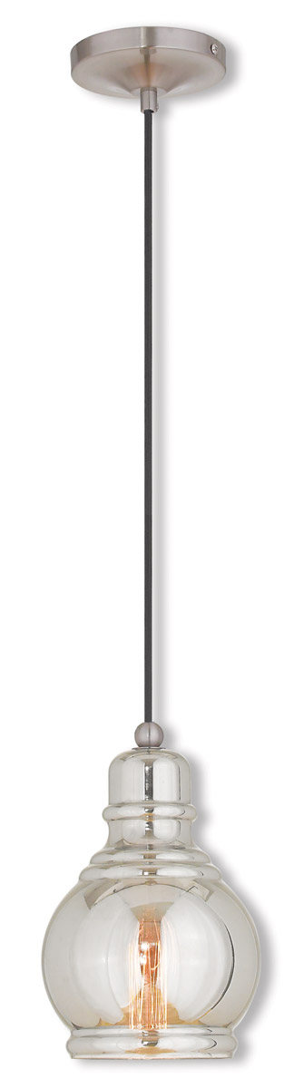 Hand Blown Art Glass Mini Pendants 1 Light 6.25 inch Brushed Nickel Mini Pendant Ceiling Light