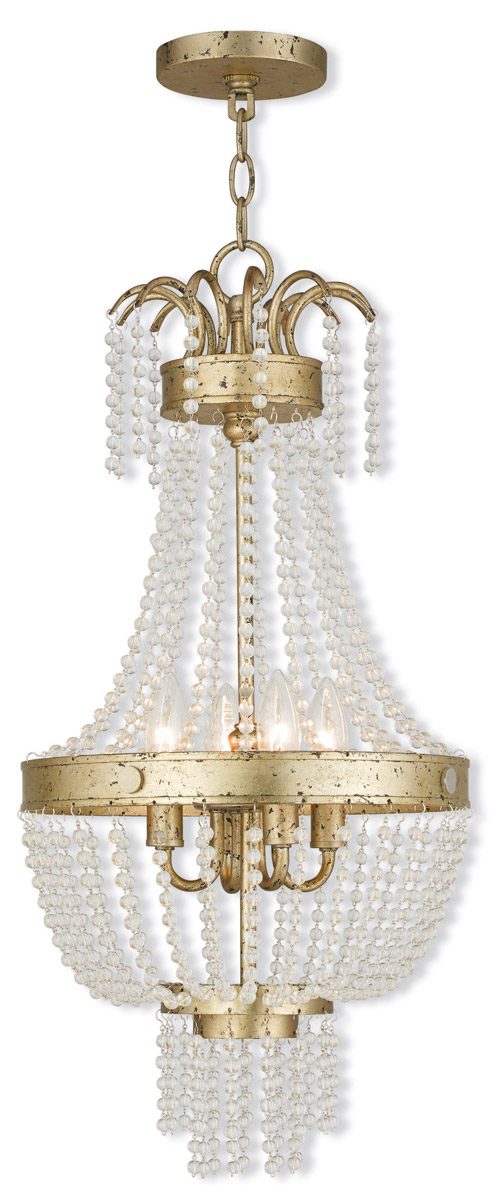 Valentina 4 Light 12.75 inch Hand Applied Winter Gold Pendant Ceiling Light