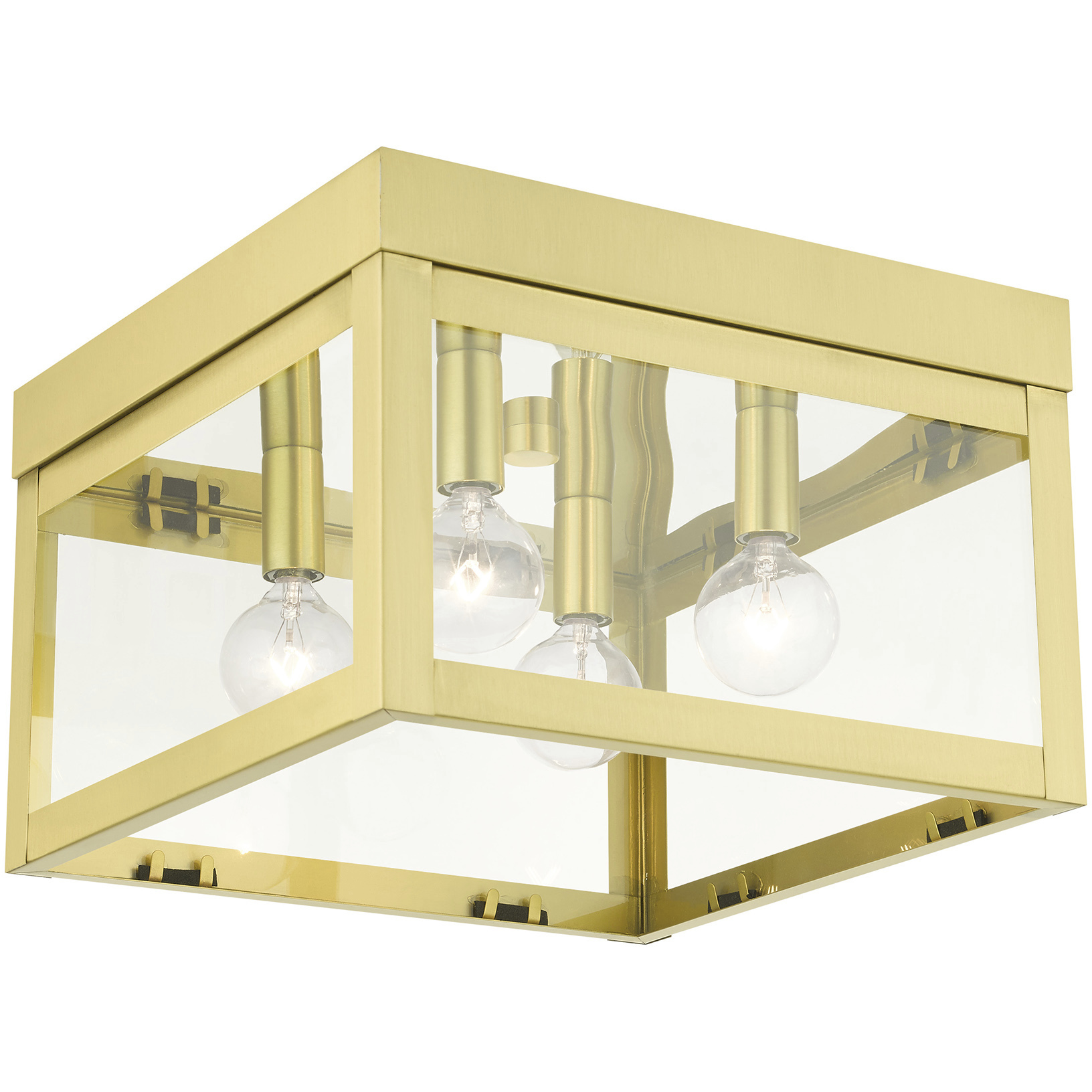 Nyack 4 Light 10.5 inch Satin Brass Flush Mount Ceiling Light