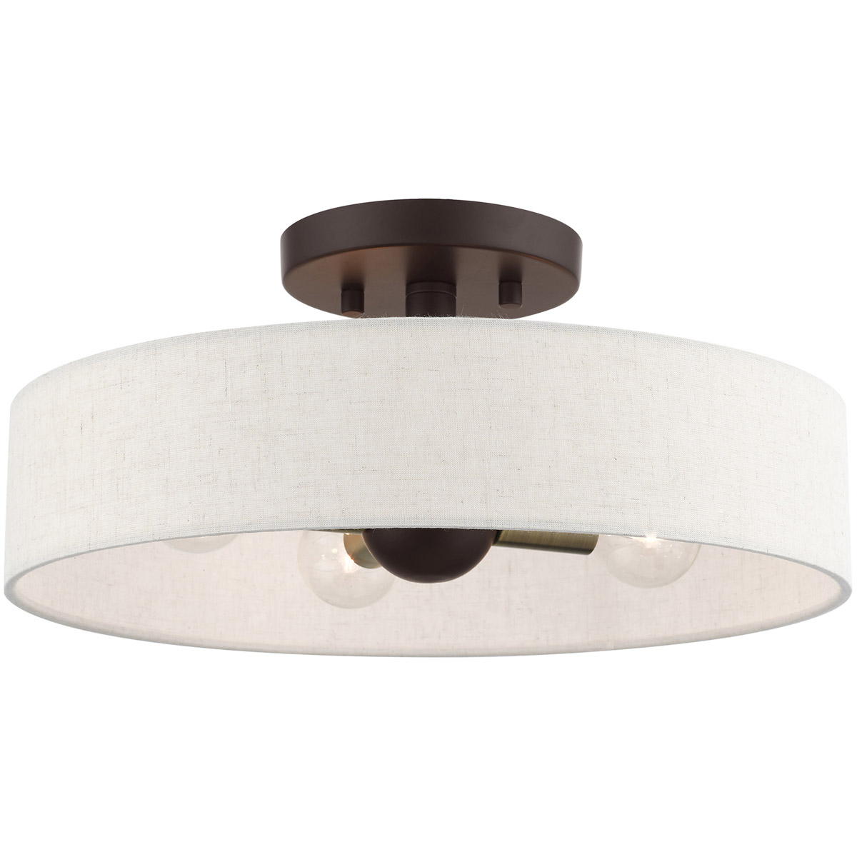 Venlo 4 Light 14 inch Bronze with Antique Brass Accents Semi-Flush Ceiling Light