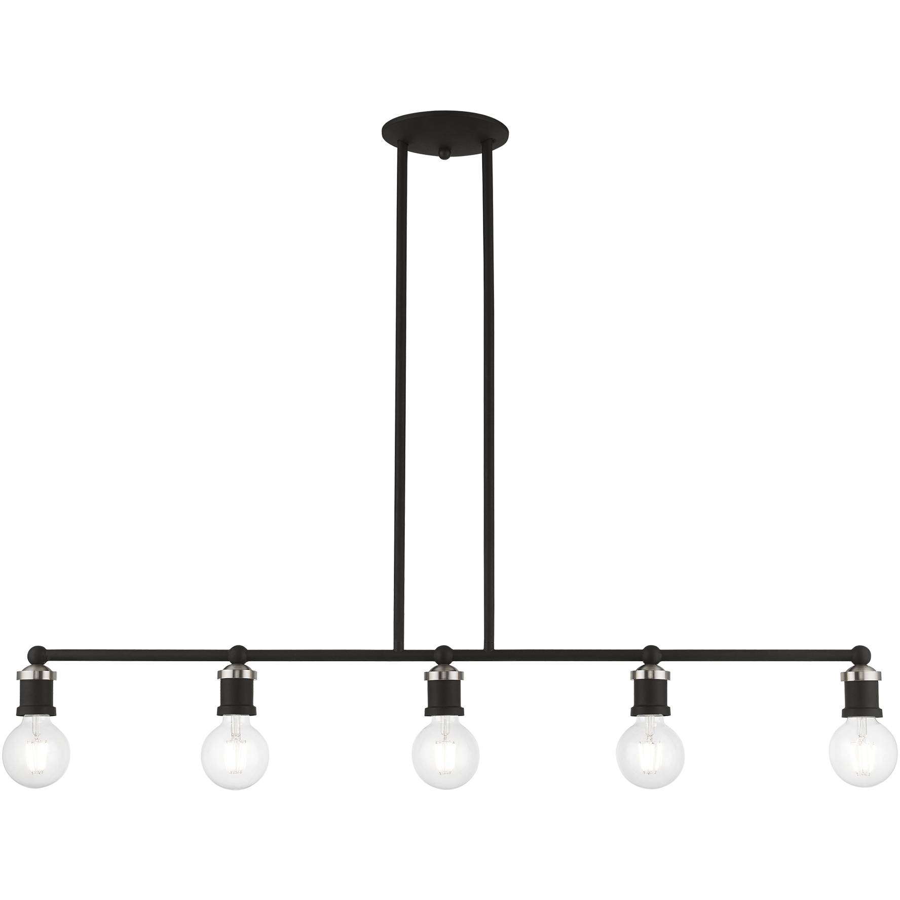 Lansdale 5 Light 40 inch Black with Brushed Nickel Accents Linear Chandelier Ceiling Light, Large