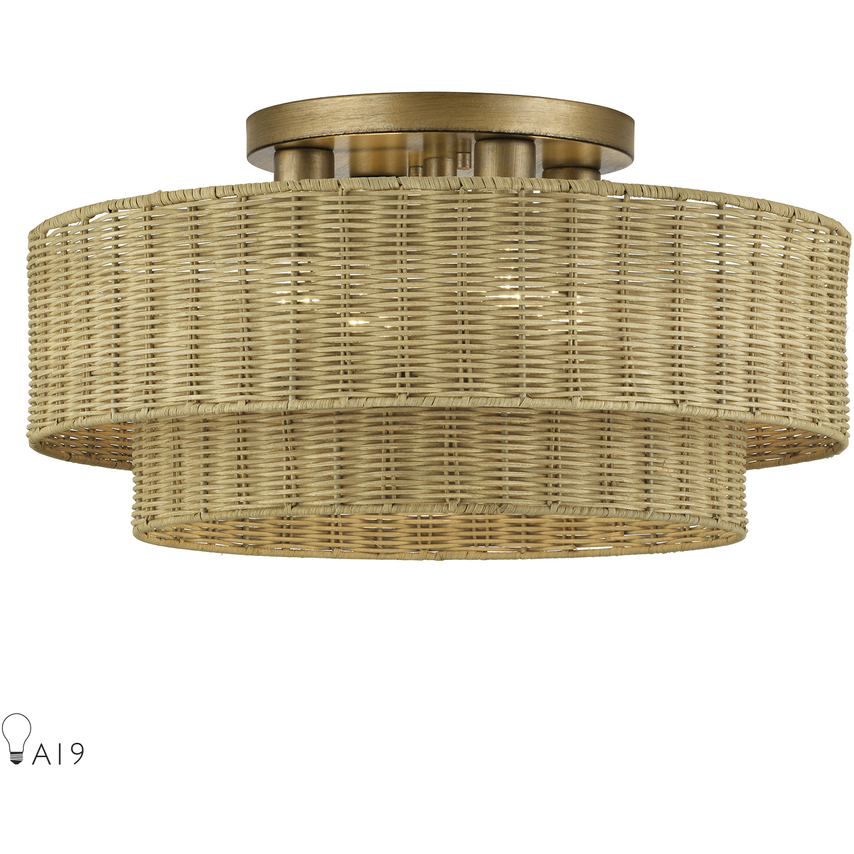Weavington 4 Light 21 inch Antique Gold Leaf Extra Large Semi-Flush Ceiling Light, Extra Large