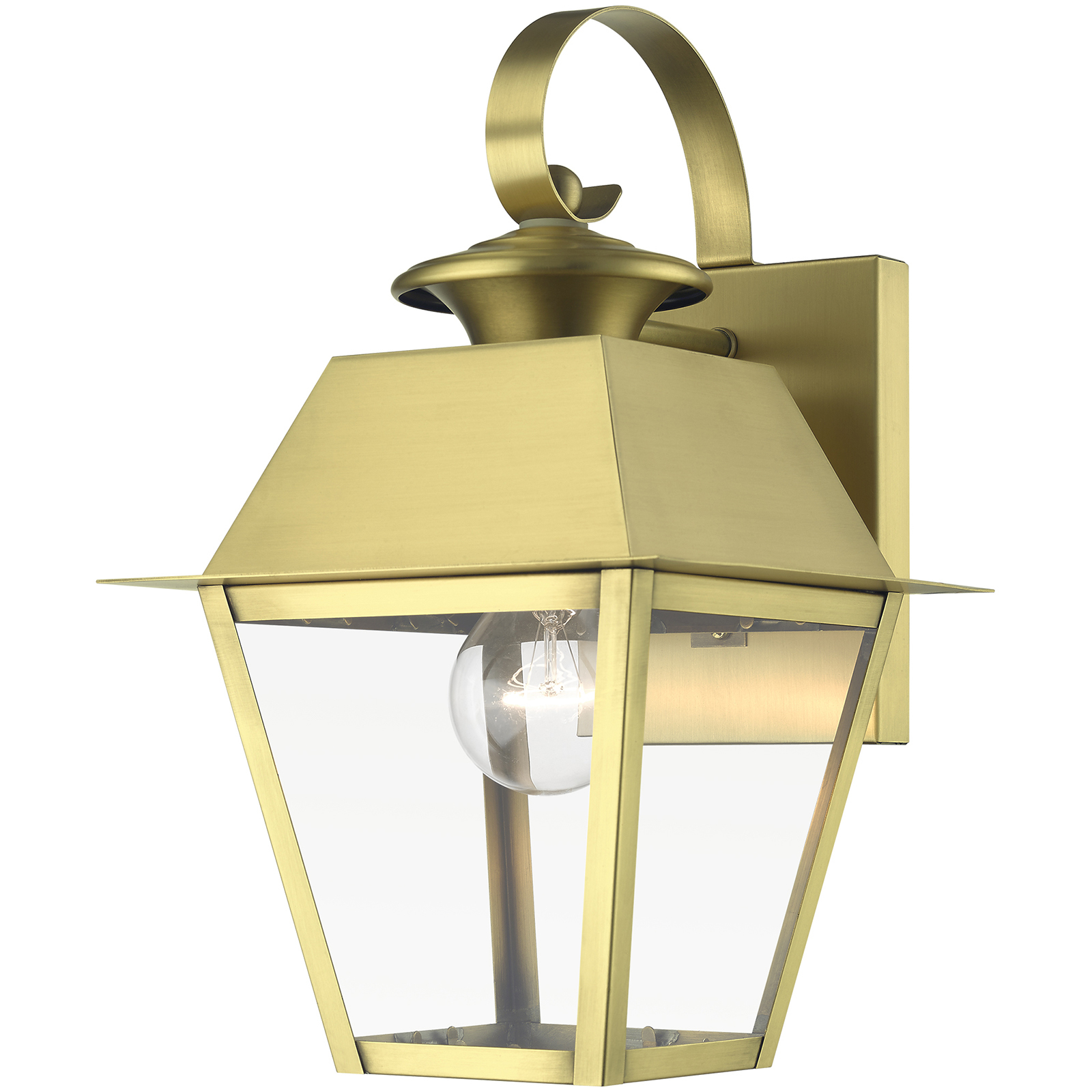 Wentworth 1 Light 12.5 inch Natural Brass Outdoor Small Wall Lantern