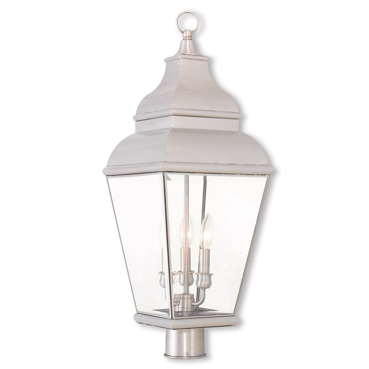 Exeter 3 Light 28 inch Brushed Nickel Outdoor Post Top Lantern