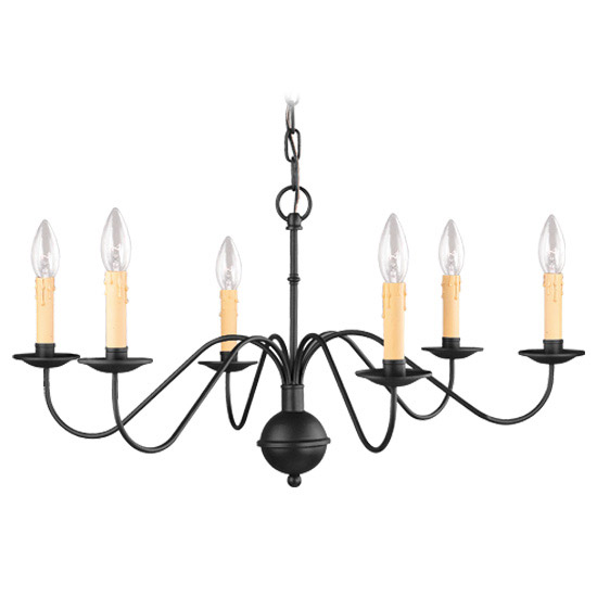Heritage 6 Light 27.5 inch Black Chandelier Ceiling Light