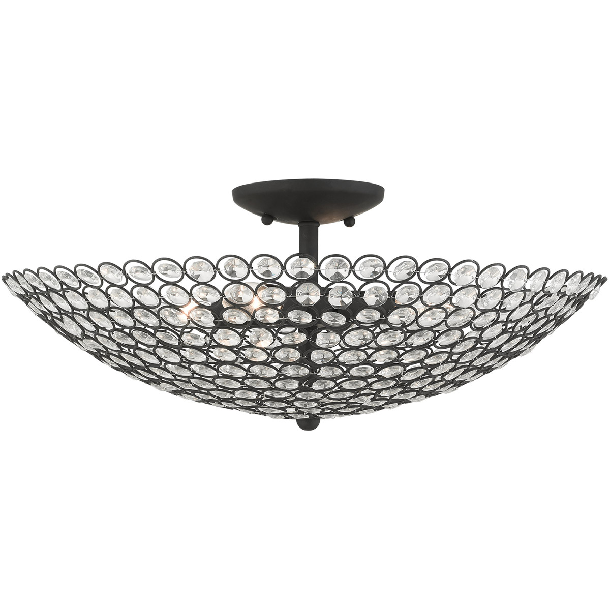 Cassandra 4 Light 20 inch Black Semi Flush Ceiling Light