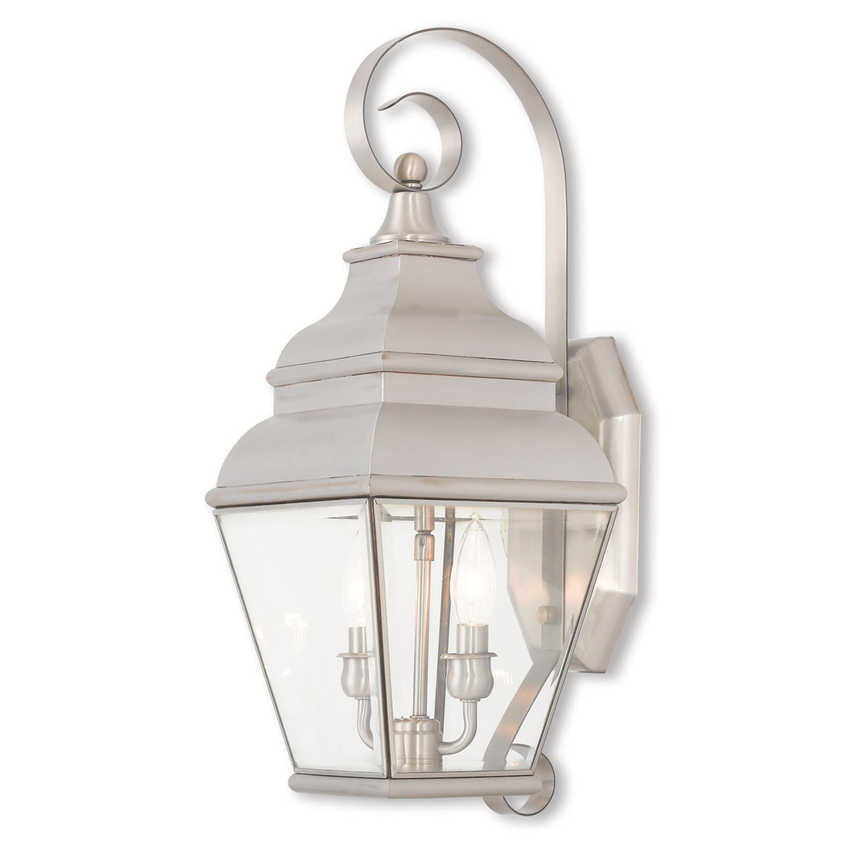 Exeter 2 Light 21.5 inch Brushed Nickel Medium Outdoor Wall Lantern
