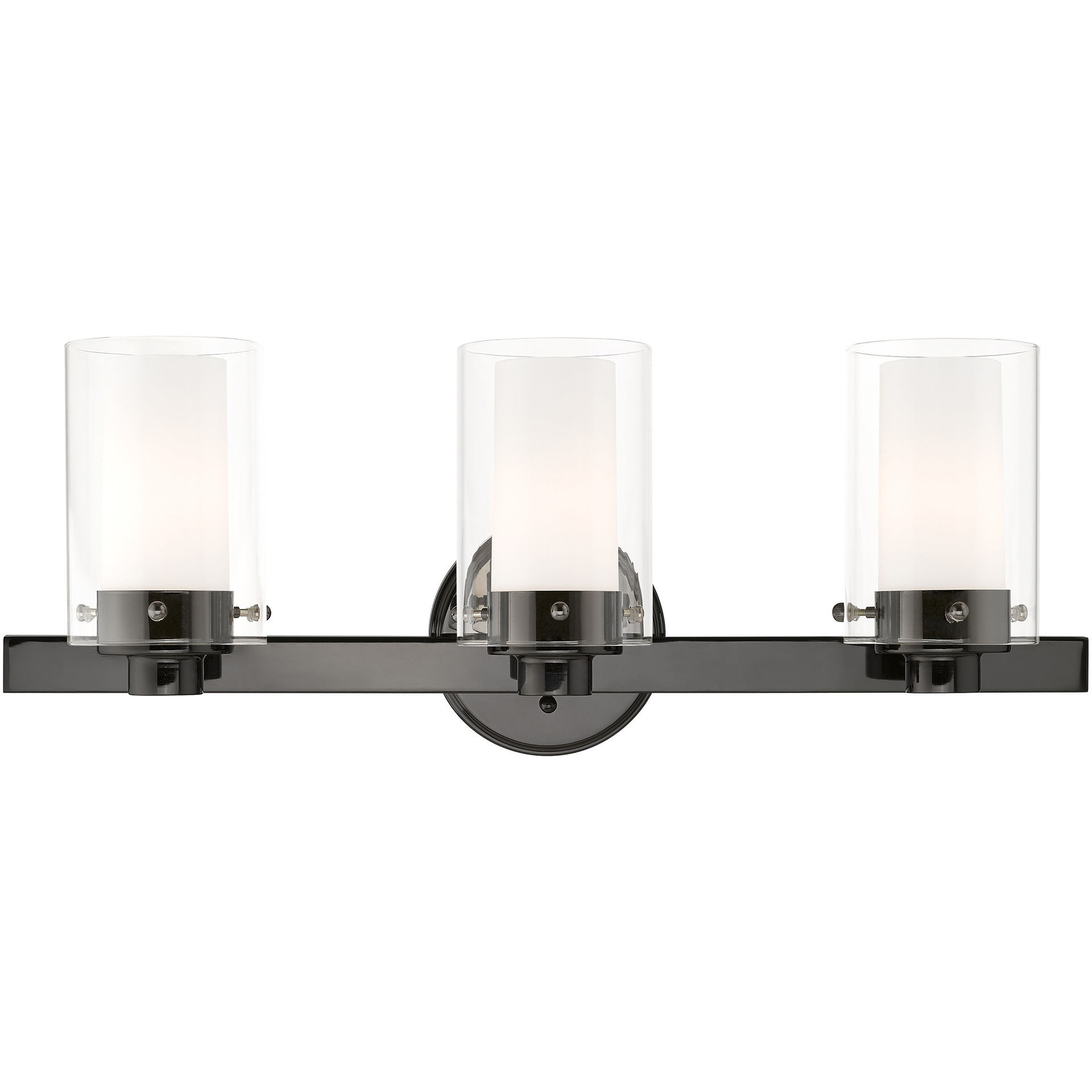 Manhattan 3 Light 22.5 inch Black Chrome with Polished Chrome Accents Vanity Sconce Wall Light in Polished Black Chrome