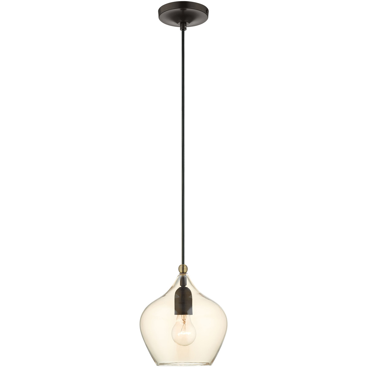 Pendants 1 Light 8 inch English Bronze with Antique Brass Accents Pendant Ceiling Light