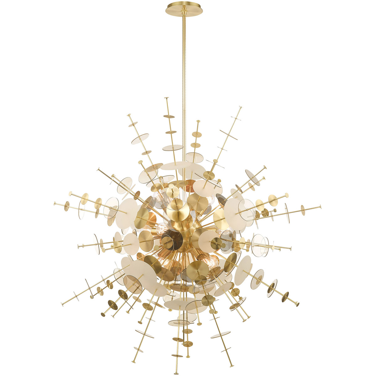 Circulo 12 Light 50 inch Satin Brass Grand Foyer Pendant Chandelier Ceiling Light