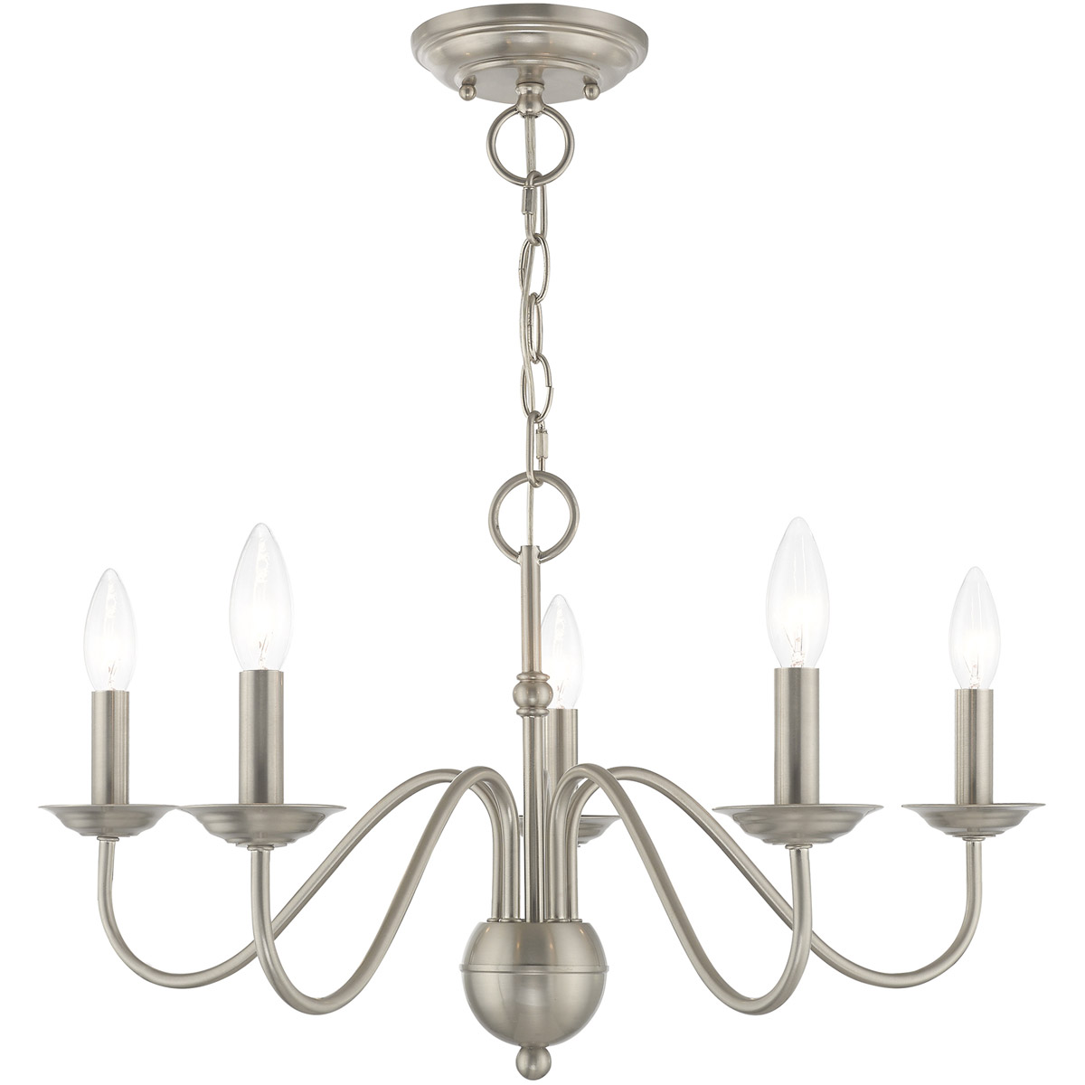 Windsor 5 Light 24 inch Brushed Nickel Chandelier Ceiling Light
