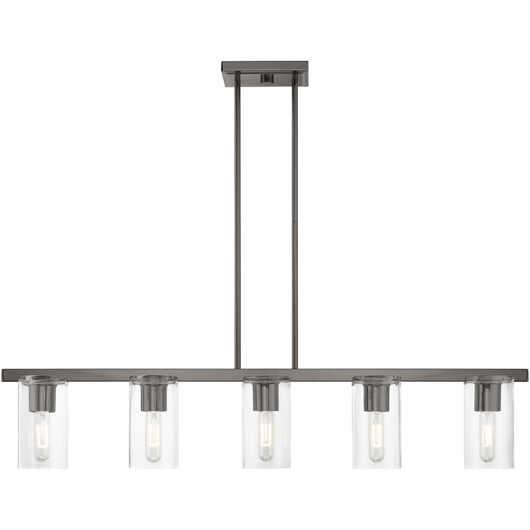 Clarion 5 Light 42 inch Black Chrome Linear Chandelier Ceiling Light
