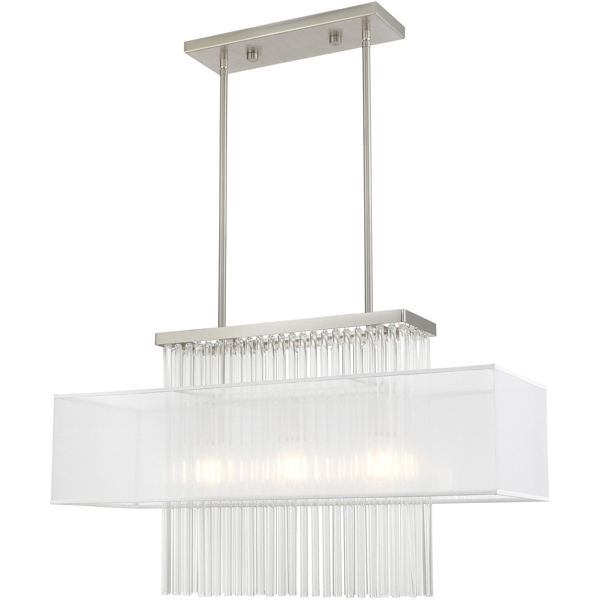 Alexis 3 Light 30 inch Brushed Nickel Linear Chandelier Ceiling Light