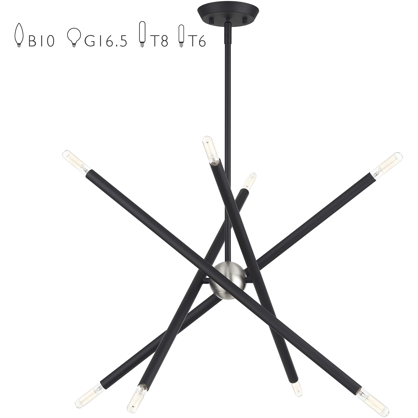 Soho 8 Light 24 inch Black Chandelier Ceiling Light