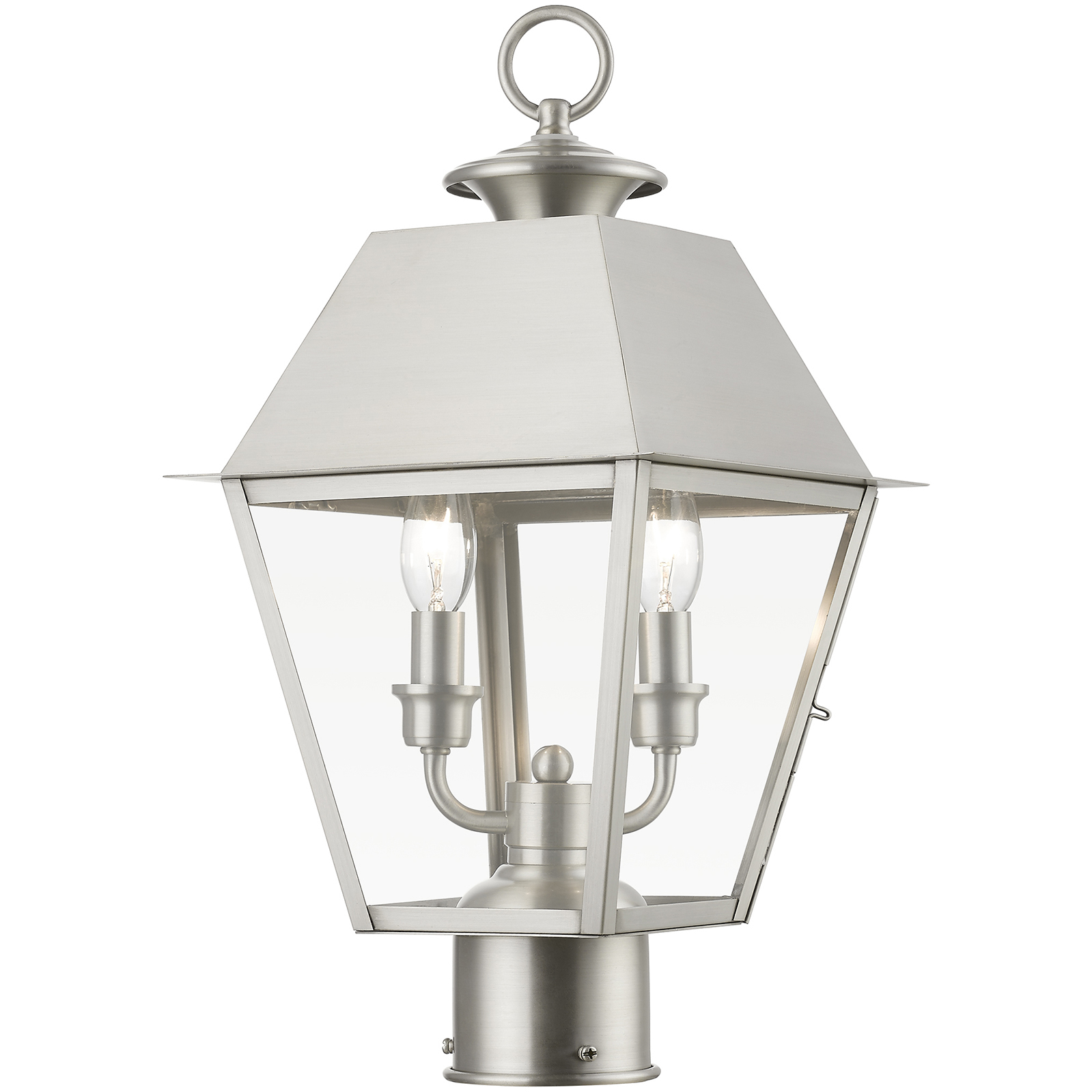 Wentworth 2 Light 17.5 inch Brushed Nickel Outdoor Medium Post Top Lantern, Medium