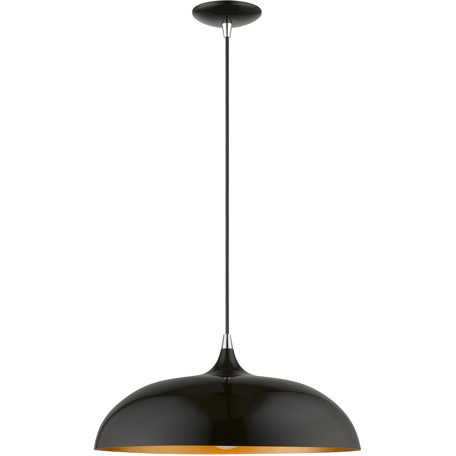 Amador 1 Light 17.75 inch Shiny Black with Polished Chrome Accents Pendant Ceiling Light