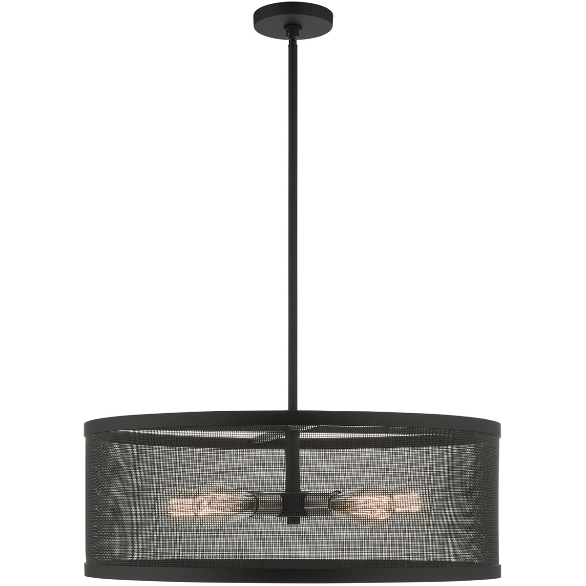 Industro 5 Light 25 inch Black with Brushed Nickel Accents Pendant Chandelier Ceiling Light