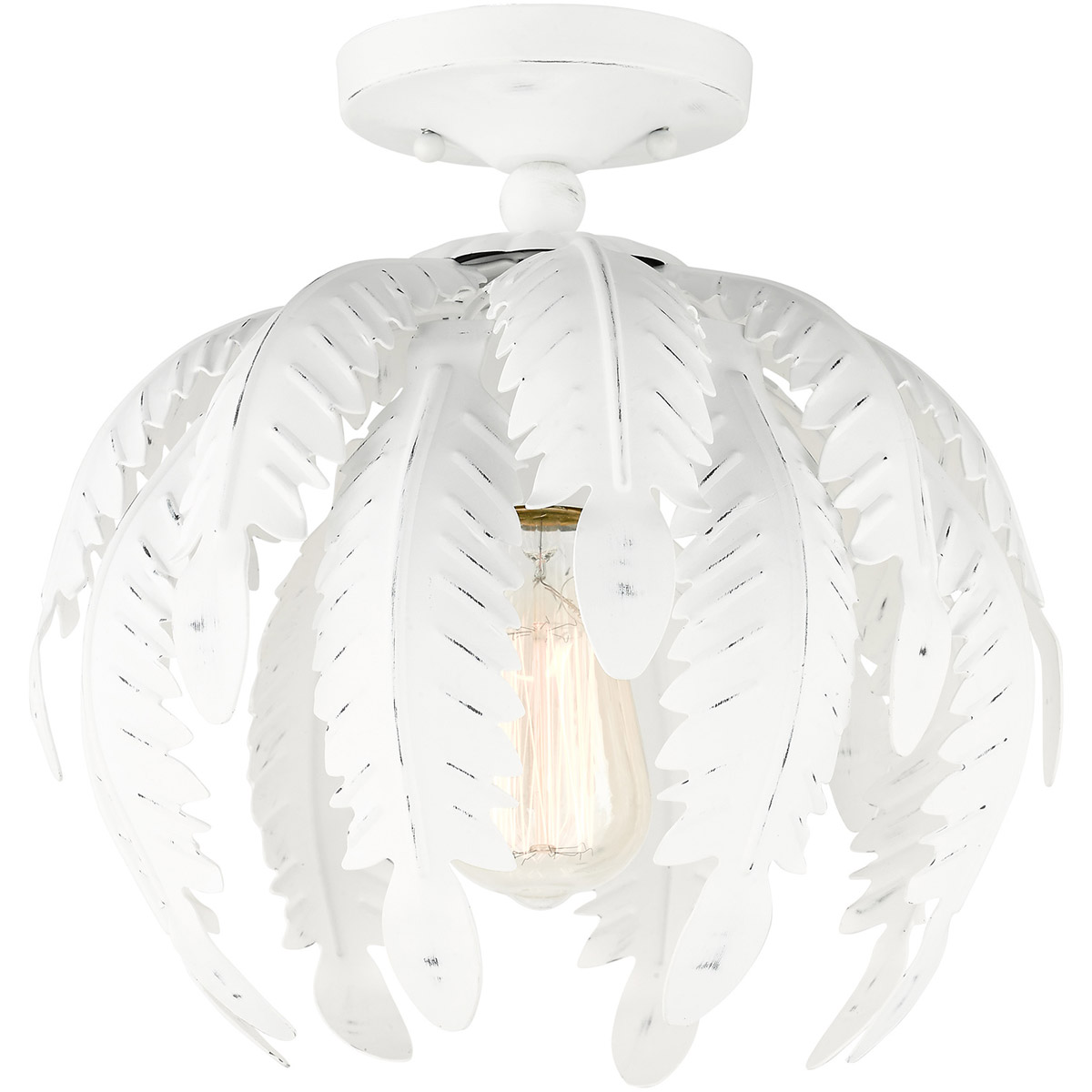 Acanthus 1 Light 12.63 inch Antique White Semi-Flush Mount Ceiling Light