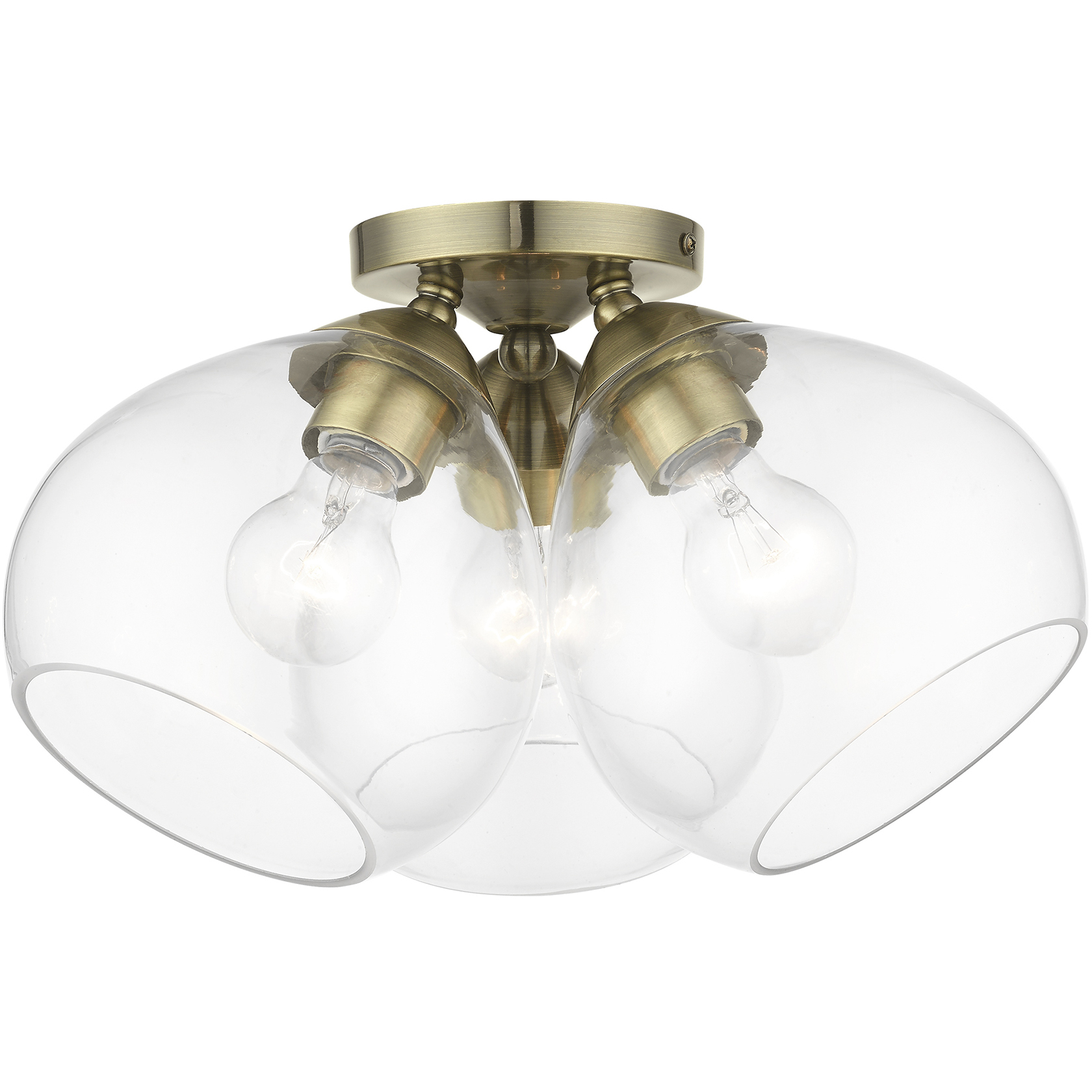 Catania 3 Light 16 inch Antique Brass Semi-Flush Ceiling Light