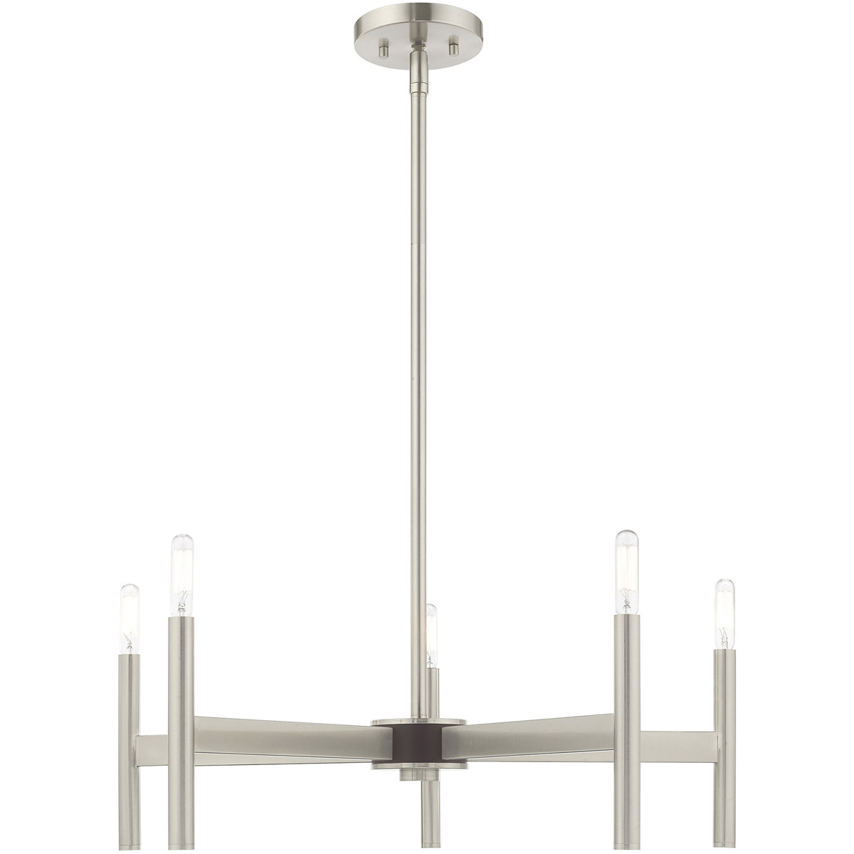 Copenhagen 5 Light 25 inch Brushed Nickel with Bronze Accents Chandelier Ceiling Light