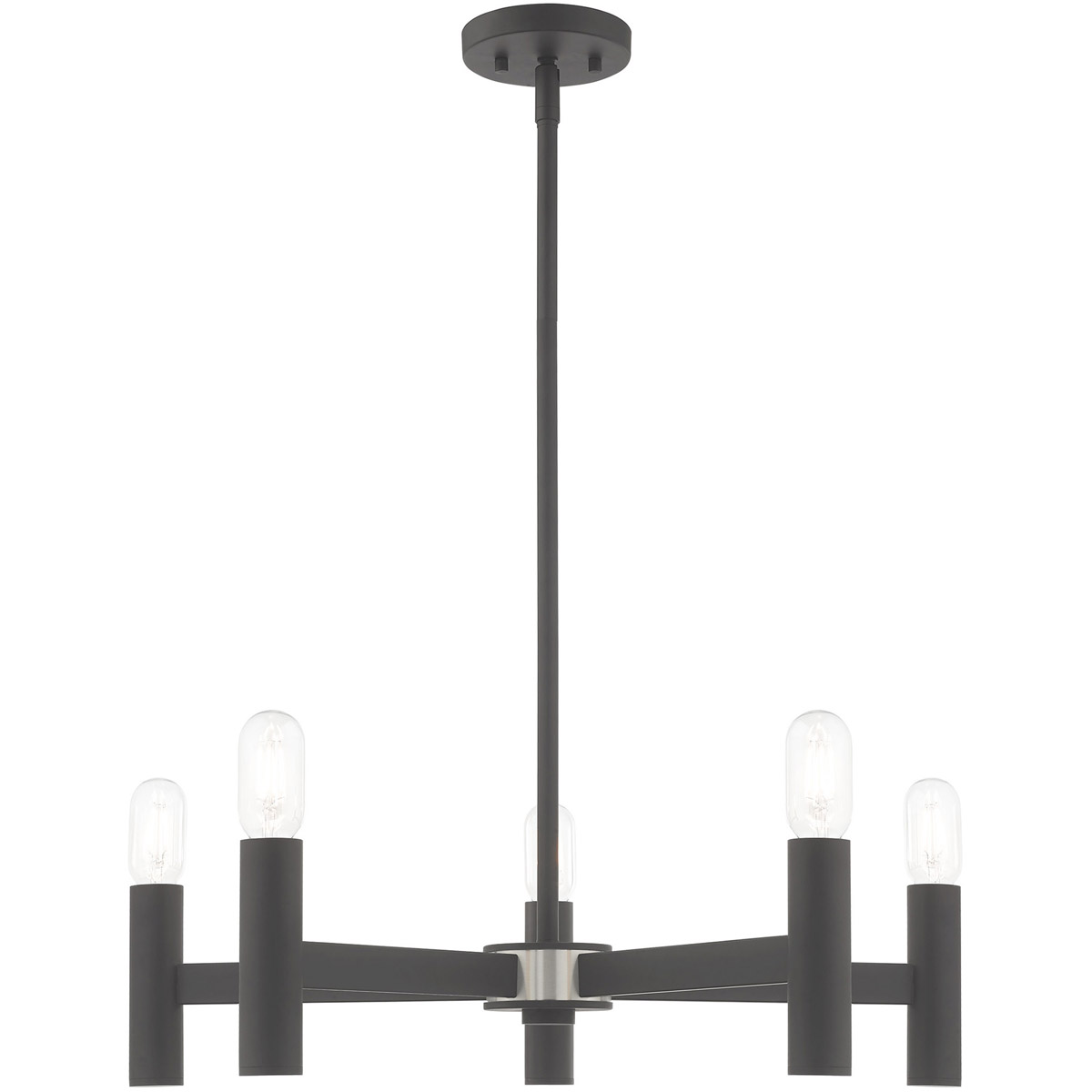Copenhagen 5 Light 25 inch Scandinavian Gray with Brushed Nickel Accents Chandelier Ceiling Light