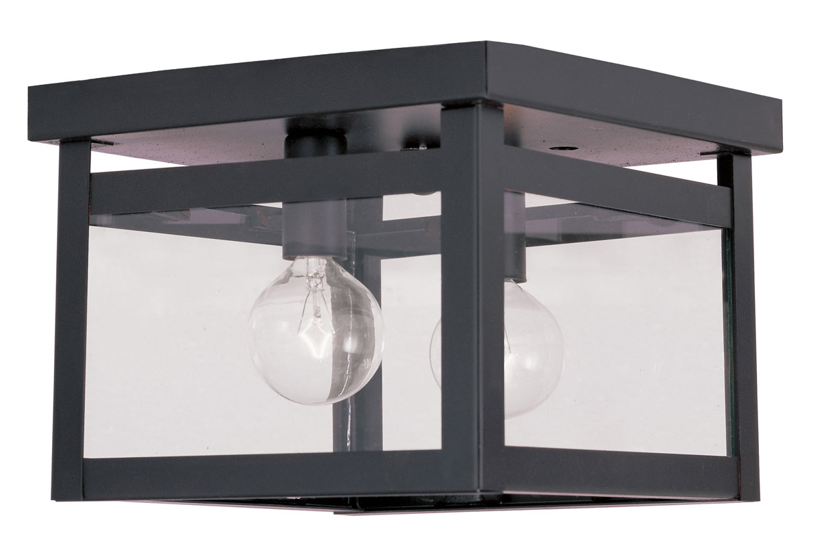 Milford 2 Light 8 inch Bronze Square Flush Mount Ceiling Light
