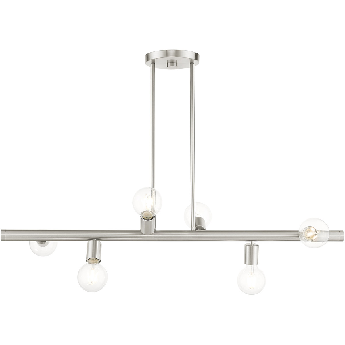 Bannister 6 Light 37 inch Brushed Nickel Linear Chandelier Ceiling Light